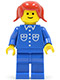 Minifig No: but024  Name: Shirt with 6 Buttons - Blue, Blue Legs, Red Pigtails Hair