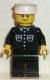 Minifig No: but027  Name: Shirt with 6 Buttons - Black, Black Legs, White Hat