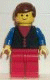 Minifig No: but030  Name: Shirt with 3 Buttons - Red, Blue Arms, Red Legs, Brown Male Hair