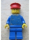 Minifig No: but034s  Name: Shirt with 5 Buttons (Sticker) - Blue - Blue Legs, Red Hat