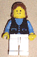 Minifig No: but035  Name: Shirt with 3 Buttons - Blue, White Legs, Brown Female Hair