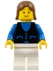 Minifig No: but035  Name: Shirt with 3 Buttons - Blue, White Legs, Brown Female Hair