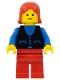 Lot ID: 188946908  Minifig No: but038  Name: Shirt with 3 Buttons - Blue, Red Legs, Red Female Hair