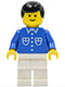 Minifig No: but039  Name: Shirt with 6 Buttons - Blue, White Legs, Black Male Hair