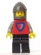 Minifig No: cas002  Name: Classic - Knight, Shield Red/Gray, Black Legs, Dark Gray Chin-Guard
