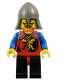 Lot ID: 274769569  Minifig No: cas016  Name: Dragon Knights - Knight 2, Black Legs with Red Hips, Dark Gray Neck-Protector