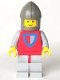 Minifig No: cas075  Name: Classic - Knight, Shield Red/Gray, Light Gray Legs with Red Hips, Dark Gray Chin-Guard