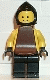 Minifig No: cas089  Name: Blacksmith - Black Legs and Hips, Yellow Torso and Arms, Black Hands, Black Cowl, Brown Plastic Cape
