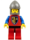 Lot ID: 346205488  Minifig No: cas110  Name: Crusader Axe - Red Legs with Black Hips, Dark Gray Chin-Guard