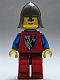 Minifig No: cas111a  Name: Crusader Axe - Red Legs with Black Hips, Dark Gray Neck-Protector, Blue Plastic Cape