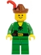 Minifig No: cas128new  Name: Forestman - Pouch, Reddish Brown Hat, Red Feather (Reissue)