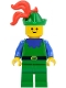 Minifig No: cas133  Name: Forestman - Blue, Green Hat, Red 3-Feather Plume