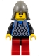 Minifig No: cas144  Name: Scale Mail - Blue, Red Legs with Black Hips, Dark Gray Neck-Protector