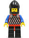 Minifig No: cas147  Name: Scale Mail - Red with Blue Arms, Black Legs with Red Hips, Black Chin-Guard