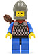 Minifig No: cas151a  Name: Scale Mail - Red with Blue Arms, Blue Legs with Black Hips, Dark Gray Chin-Guard, Quiver