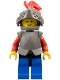 Minifig No: cas169  Name: Breastplate - Armor over Blue, Dark Gray Helmet and Visor, Red 3-Feather Plume