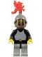 Minifig No: cas174  Name: Breastplate - Black, Light Gray Legs with Black Hips, Dark Gray Grille Helmet, Red Plastic Cape