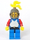 Minifig No: cas180  Name: Breastplate - Blue with Red Arms, Blue Legs with Black Hips, Dark Gray Grille Helmet, Yellow Plume