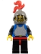 Lot ID: 398059247  Minifig No: cas181  Name: Breastplate - Blue with Black Arms, Black Legs with Red Hips, Dark Gray Grille Helmet, Red Plume, Blue Plastic Cape