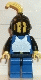 Minifig No: cas182  Name: Breastplate - Blue with Black Arms, Blue Legs with Black Hips, Black Grille Helmet, Yellow Feather, Black Plastic Cape