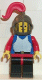 Minifig No: cas186  Name: Breastplate - Blue with Red Arms, Black Legs with Red Hips, Dark Gray Grille Helmet, Red Plume
