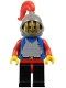 Minifig No: cas186  Name: Breastplate - Blue with Red Arms, Black Legs with Red Hips, Dark Gray Grille Helmet, Red Plume