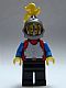 Minifig No: cas195  Name: Breastplate - Red with Blue Arms, Black Legs, Dark Gray Grille Helmet, Yellow Plume, Blue Plastic Cape