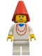 Minifig No: cas216  Name: Maiden with Necklace - White Legs, Red Cone Hat