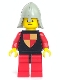Minifig No: cas229  Name: Classic - Knights Tournament Knight Black, Red Legs with Black Hips, Light Gray Neck-Protector