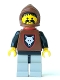 Minifig No: cas252  Name: Wolfpack - Moustache, Black Arms and Light Gray legs, Brown Hood and Red Cape