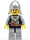 Minifig No: cas338  Name: Fantasy Era - Crown Knight Scale Mail with Crown, Helmet with Neck Protector, Scar Across Lip