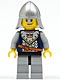 Minifig No: cas342  Name: Fantasy Era - Crown Knight Scale Mail with Crown, Helmet with Neck Protector, Smirk and Stubble Beard