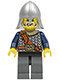 Minifig No: cas348  Name: Fantasy Era - Crown Knight Scale Mail with Chest Strap, Helmet with Neck Protector, White Moustache and Beard