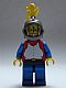 Minifig No: cas414  Name: Breastplate - Red with Blue Arms, Blue Legs with Black Hips, Dark Gray Grille Helmet, Yellow Plume, Blue Plastic Cape