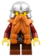 Minifig No: cas432  Name: Fantasy Era - Dwarf, Dark Orange Beard, Metallic Silver Helmet with Studded Bands, Dark Red Arms