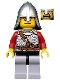 Minifig No: cas438  Name: Kingdoms - Lion Knight Scale Mail with Chest Strap and Belt, Helmet with Neck Protector, Open Mouth (Dual Sided Head)
