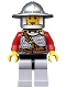 Minifig No: cas447  Name: Kingdoms - Lion Knight Scale Mail with Chest Strap and Belt, Helmet with Broad Brim, Vertical Cheek Lines