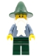 Minifig No: cas483a  Name: Wizard - Sand Blue with Dark Green Legs and Hat, Black Eyebrows