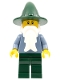Minifig No: cas483b  Name: Wizard - Sand Blue with Dark Green Legs and Hat, Reddish Brown Eyebrows