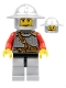 Minifig No: cas496  Name: Kingdoms - Lion Knight Scale Mail with Chest Strap and Belt, Helmet with Broad Brim, Eyebrows and Goatee