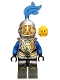 Minifig No: cas523  Name: Castle - King's Knight Armor with Lion Head with Crown, Helmet with Fixed Grille, Blue Plume