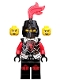 Minifig No: cas524  Name: Castle - Dragon Knight Armor with Dragon Head, Helmet Closed, Red Plume, Black Bushy Eyebrows