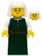 Minifig No: cas570  Name: Peasant - Female, Dark Green Skirt, White Headdress