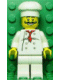 Minifig No: chef009  Name: Chef - White Torso with 8 Buttons, White Legs, Long Curly Moustache