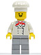 Minifig No: chef011  Name: Chef - Light Bluish Gray Legs, Moustache