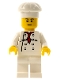 Minifig No: chef017a  Name: Chef - White Torso with 8 Buttons, White Legs, Black Eyebrows