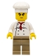 Minifig No: chef022  Name: Chef - White Torso with 8 Buttons, Dark Tan Legs, Bushy Eyebrows