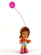 Minifig No: clik002  Name: Clikits Figure Daisy - Brown Hair, Orange Top, Aqua Skirt, Dark Pink Sandals