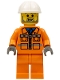 Minifig No: con001  Name: Construction Worker - Orange Zipper Jacket, Safety Stripes, Orange Legs, White Construction Helmet