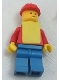 Minifig No: con014  Name: Plain Red Torso with Red Arms, Blue Legs, Red Construction Helmet, Yellow Vest